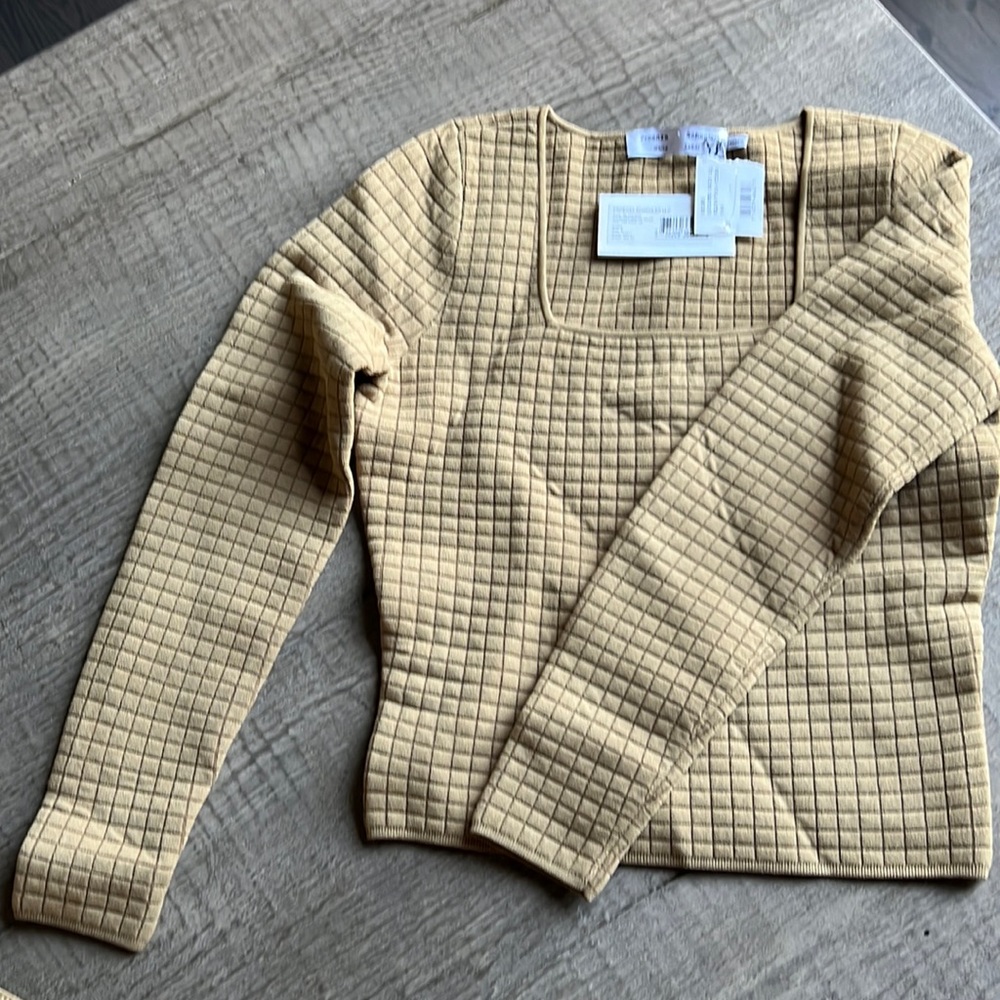 Long sleeve scuba crop scoop neck
